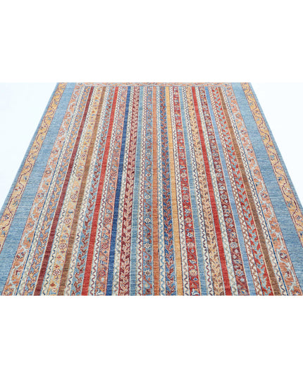 Shaal 5' 8" X 7' 6" Hand Knotted Wool Rug 5' 8" X 7' 6" (173 X 229) / Blue / Wool