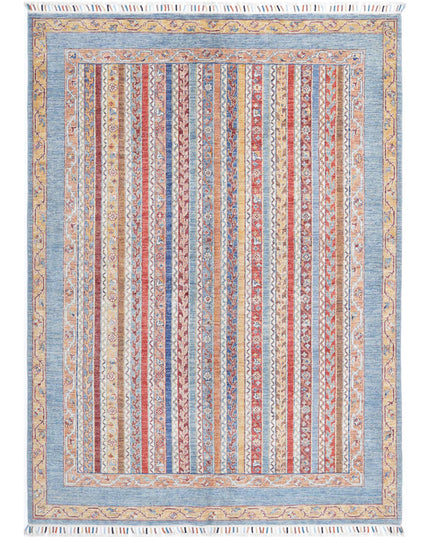 Shaal 5' 8" X 7' 6" Hand Knotted Wool Rug 5' 8" X 7' 6" (173 X 229) / Blue / Wool