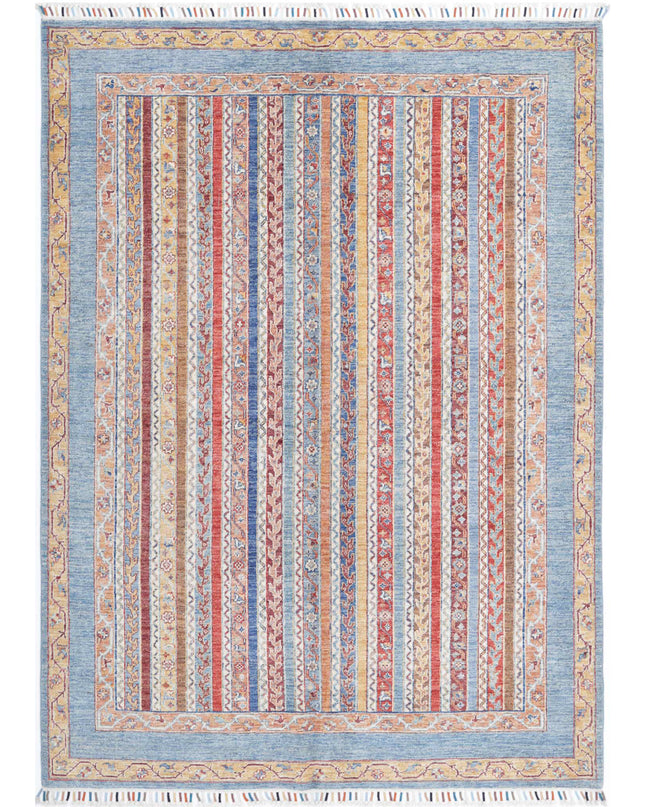 Shaal 5' 8" X 7' 6" Hand Knotted Wool Rug 5' 8" X 7' 6" (173 X 229) / Blue / Wool