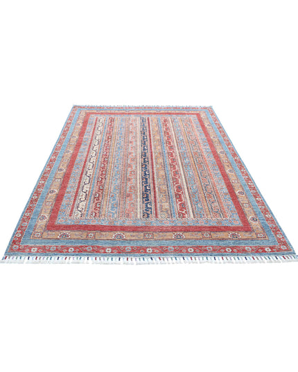 Shaal 5' 7" X 7' 10" Hand Knotted Wool Rug 5' 7" X 7' 10" (170 X 239) / Blue / Wool