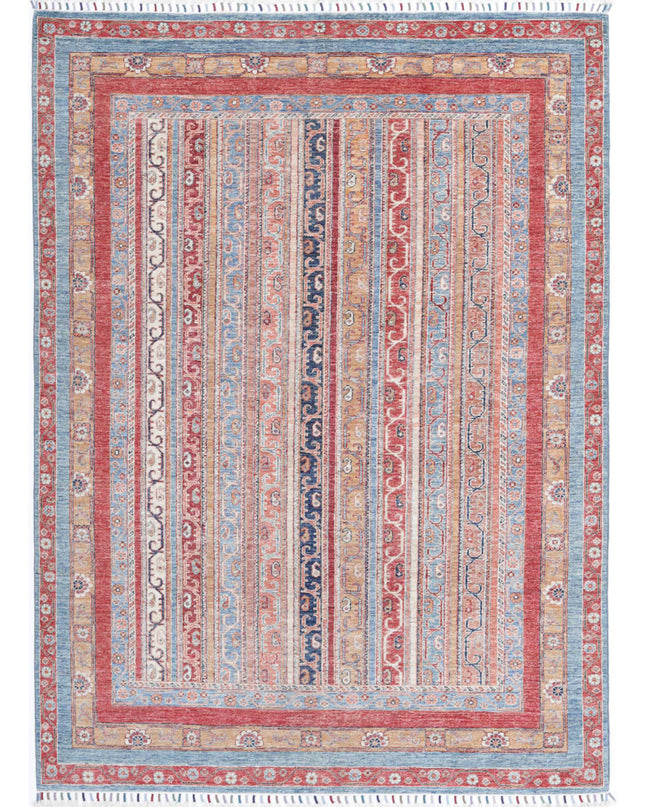 Shaal 5' 7" X 7' 10" Hand Knotted Wool Rug 5' 7" X 7' 10" (170 X 239) / Blue / Wool