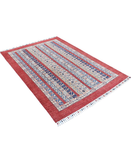 Shaal 4' 9" X 6' 7" Hand Knotted Wool Rug 4' 9" X 6' 7" (145 X 201) / Red / Wool