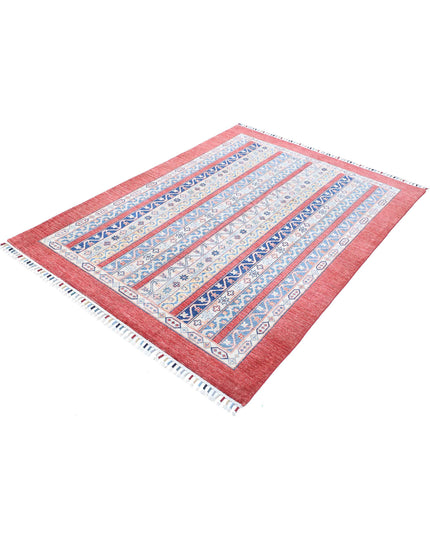 Shaal 4' 9" X 6' 7" Hand Knotted Wool Rug 4' 9" X 6' 7" (145 X 201) / Red / Wool