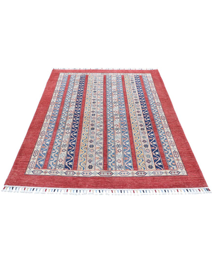 Shaal 4' 9" X 6' 7" Hand Knotted Wool Rug 4' 9" X 6' 7" (145 X 201) / Red / Wool