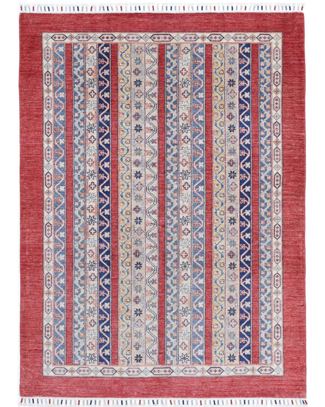 Shaal 4' 9" X 6' 7" Hand Knotted Wool Rug 4' 9" X 6' 7" (145 X 201) / Red / Wool