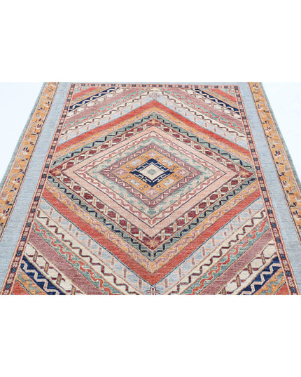 Shaal 4' 10" X 6' 8" Hand Knotted Wool Rug 4' 10" X 6' 8" (147 X 203) / Blue / Wool