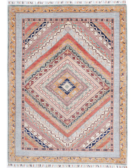 Shaal 4' 10" X 6' 8" Hand Knotted Wool Rug 4' 10" X 6' 8" (147 X 203) / Blue / Wool