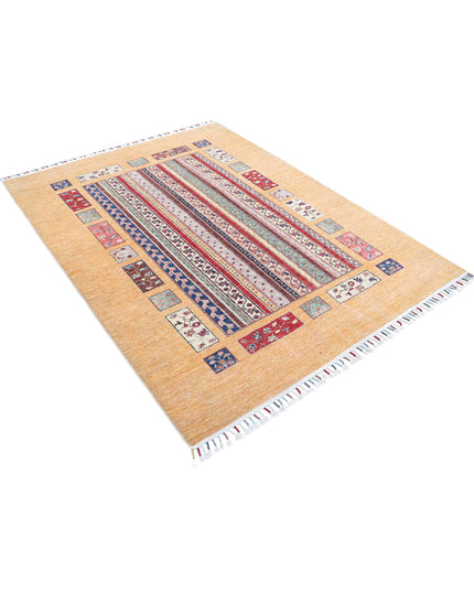 Shaal 4' 11" X 6' 6" Hand Knotted Wool Rug 4' 11" X 6' 6" (150 X 198) / Gold / Wool