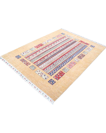 Shaal 4' 11" X 6' 6" Hand Knotted Wool Rug 4' 11" X 6' 6" (150 X 198) / Gold / Wool