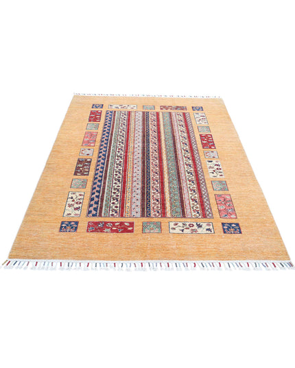 Shaal 4' 11" X 6' 6" Hand Knotted Wool Rug 4' 11" X 6' 6" (150 X 198) / Gold / Wool