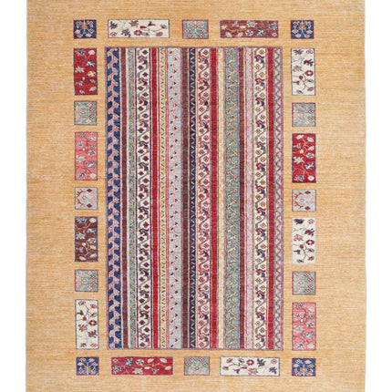 Shaal 4' 11" X 6' 6" Hand Knotted Wool Rug 4' 11" X 6' 6" (150 X 198) / Gold / Wool