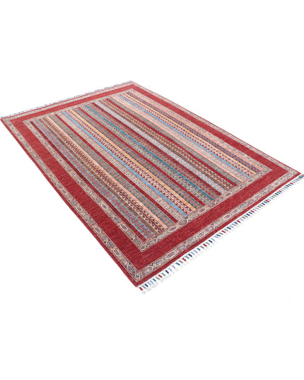Shaal 5' 0" X 6' 9" Hand Knotted Wool Rug 5' 0" X 6' 9" (152 X 206) / Red / Wool