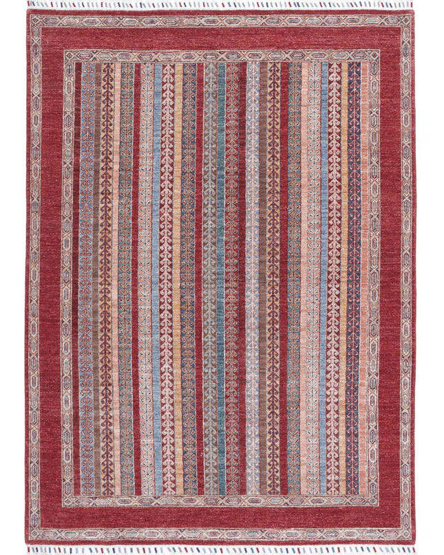 Shaal 5' 0" X 6' 9" Hand Knotted Wool Rug 5' 0" X 6' 9" (152 X 206) / Red / Wool