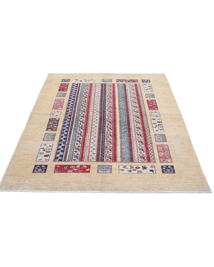 Shaal 4' 11" X 6' 4" Hand Knotted Wool Rug 4' 11" X 6' 4" (150 X 193) / Multi / Wool