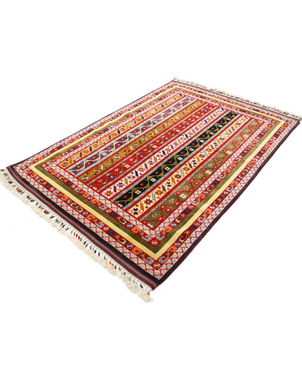 Shaal 5' 1" X 7' 5" Hand Knotted Wool Rug 5' 1" X 7' 5" (155 X 226) / Multi / Wool