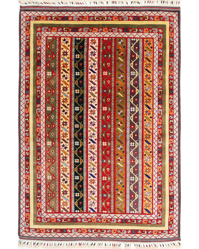 Shaal 5' 1" X 7' 5" Hand Knotted Wool Rug 5' 1" X 7' 5" (155 X 226) / Multi / Wool