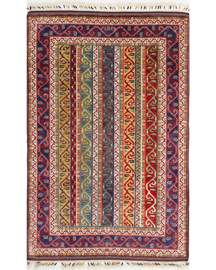 Shaal 4' 2" X 6' 6" Hand Knotted Wool Rug 4' 2" X 6' 6" (127 X 198) / Multi / Wool