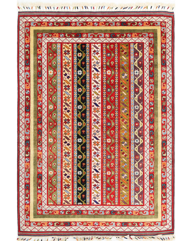 Shaal 4' 3" X 6' 4" Hand Knotted Wool Rug 4' 3" X 6' 4" (130 X 193) / Multi / Wool