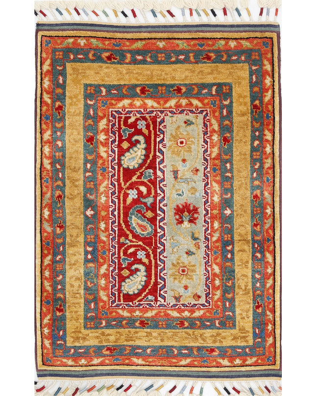 Shaal 2' 1" X 3' 1" Hand Knotted Wool Rug 2' 1" X 3' 1" (63 X 94) / Multi / Wool