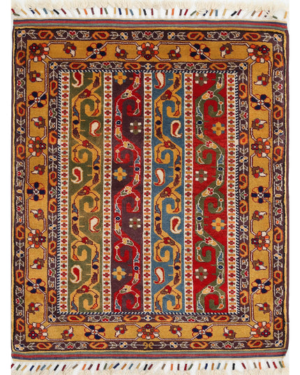 Shaal 3' 2" X 4' 1" Hand Knotted Wool Rug 3' 2" X 4' 1" (97 X 124) / Multi / Wool