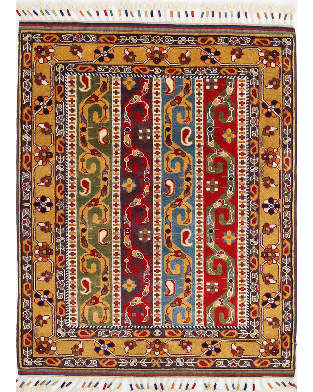 Shaal 3' 1" X 4' 2" Hand Knotted Wool Rug 3' 1" X 4' 2" (94 X 127) / Multi / Wool