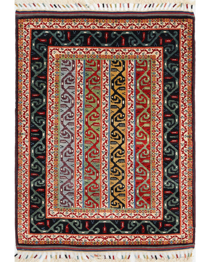 Shaal 3' 2" X 4' 5" Hand Knotted Wool Rug 3' 2" X 4' 5" (97 X 135) / Multi / Wool