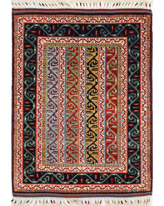 Shaal 3' 2" X 4' 5" Hand Knotted Wool Rug 3' 2" X 4' 5" (97 X 135) / Multi / Wool