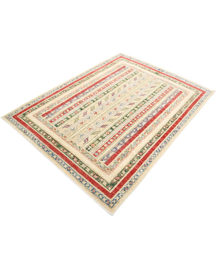 Shaal 4' 10" X 6' 6" Hand Knotted Wool Rug 4' 10" X 6' 6" (147 X 198) / Ivory / Wool