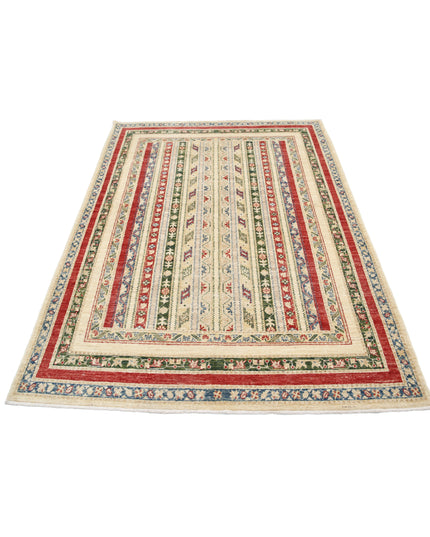 Shaal 4' 10" X 6' 6" Hand Knotted Wool Rug 4' 10" X 6' 6" (147 X 198) / Ivory / Wool