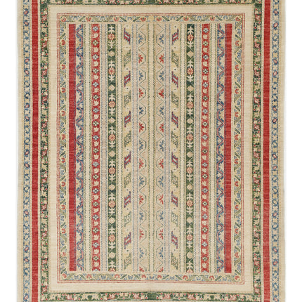 Shaal 4' 10" X 6' 6" Hand Knotted Wool Rug 4' 10" X 6' 6" (147 X 198) / Ivory / Wool