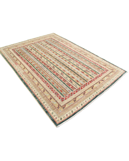 Shaal 5' 8" X 7' 11" Hand Knotted Wool Rug 5' 8" X 7' 11" (173 X 241) / Green / Wool