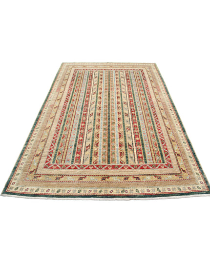 Shaal 5' 8" X 7' 11" Hand Knotted Wool Rug 5' 8" X 7' 11" (173 X 241) / Green / Wool