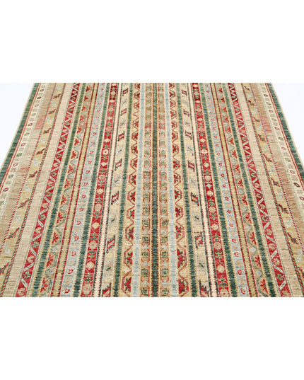 Shaal 5' 8" X 7' 11" Hand Knotted Wool Rug 5' 8" X 7' 11" (173 X 241) / Green / Wool