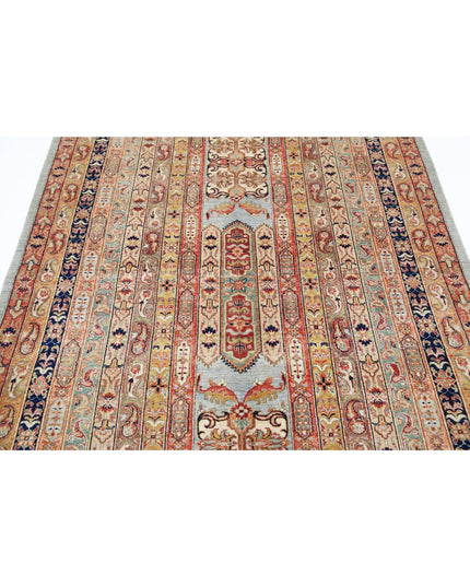 Shaal 5' 6" X 7' 4" Hand Knotted Wool Rug 5' 6" X 7' 4" (168 X 223) / Blue / Wool
