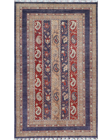 Shaal 5' 8" X 9' 2" Hand Knotted Wool Rug 5' 8" X 9' 2" (173 X 280) / Purple / Wool