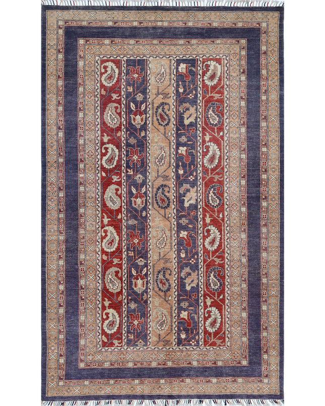 Shaal 5' 8" X 9' 2" Hand Knotted Wool Rug 5' 8" X 9' 2" (173 X 280) / Purple / Wool