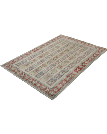 Shaal 4' 2" X 5' 9" Hand Knotted Wool Rug 4' 2" X 5' 9" (127 X 175) / Ivory / Wool
