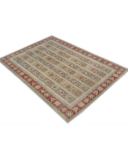 Shaal 4' 2" X 5' 9" Hand Knotted Wool Rug 4' 2" X 5' 9" (127 X 175) / Ivory / Wool