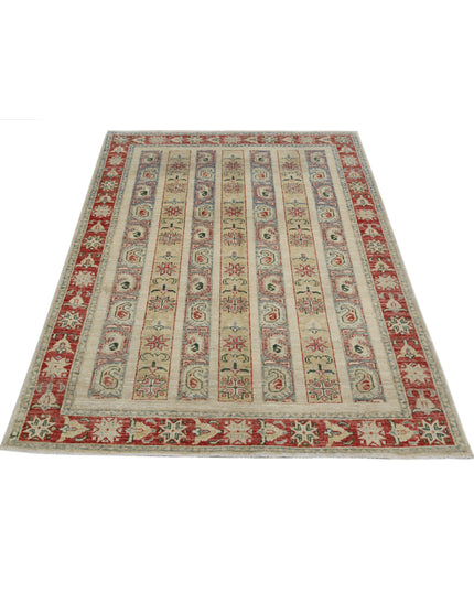 Shaal 4' 2" X 5' 9" Hand Knotted Wool Rug 4' 2" X 5' 9" (127 X 175) / Ivory / Wool