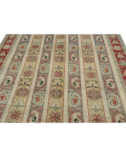 Shaal 4' 2" X 5' 9" Hand Knotted Wool Rug 4' 2" X 5' 9" (127 X 175) / Ivory / Wool