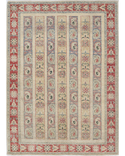 Shaal 4' 2" X 5' 9" Hand Knotted Wool Rug 4' 2" X 5' 9" (127 X 175) / Ivory / Wool