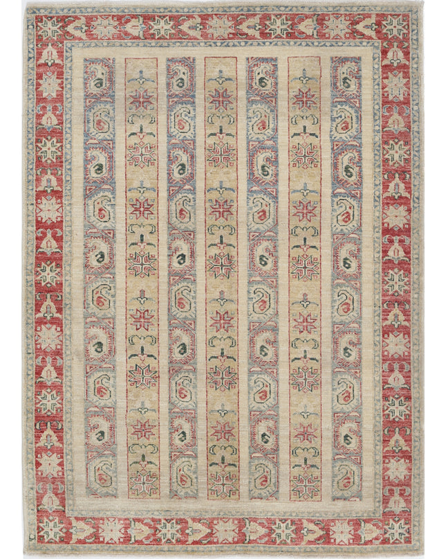 Shaal 4' 2" X 5' 9" Hand Knotted Wool Rug 4' 2" X 5' 9" (127 X 175) / Ivory / Wool