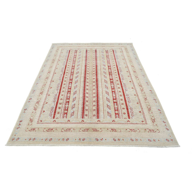 Shaal 5' 7" X 7' 10" Wool Hand-Knotted Rug 5' 7" X 7' 10" (170 X 239) / Multi / Red
