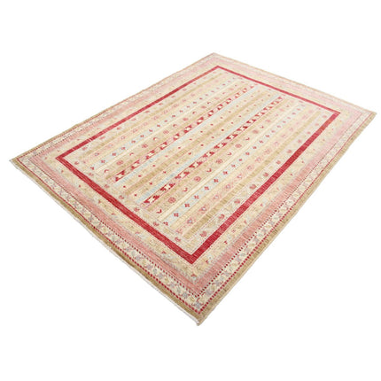 Shaal 4' 11" X 6' 6" Wool Hand-Knotted Rug 4' 11" X 6' 6" (150 X 198) / Multi / Red