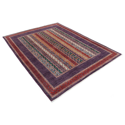 Shaal 6' 0" X 7' 9" Wool Hand-Knotted Rug 6' 0" X 7' 9" (183 X 236) / Purple / Multi