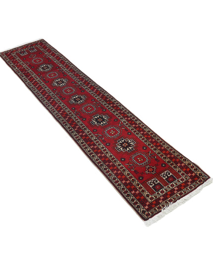 Shiraz 1' 1" X 6' 9" Hand Knotted Wool Rug 1' 1" X 6' 9" (33 X 206) / Red / Wool