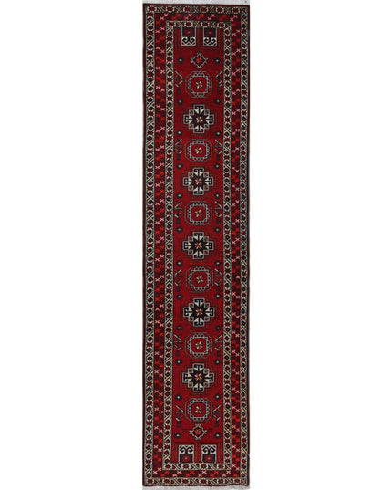 Shiraz 1' 1" X 6' 9" Hand Knotted Wool Rug 1' 1" X 6' 9" (33 X 206) / Red / Wool
