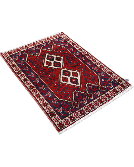 Shiraz 2' 9" X 3' 9" Hand Knotted Wool Rug 2' 9" X 3' 9" (84 X 114) / Red / Wool