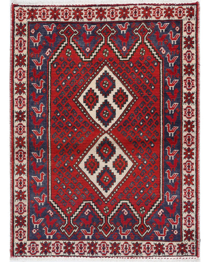 Shiraz 2' 9" X 3' 9" Hand Knotted Wool Rug 2' 9" X 3' 9" (84 X 114) / Red / Wool