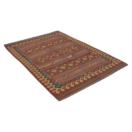 Sumak Kilim 4' 10" X 6' 10" Wool Hand-Woven Kilim 4' 10" X 6' 10" (147 X 208) / Multi / Multi